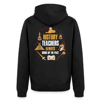 Cadeau de leçon de professeur d'histoire drôle - Veste à capuche bio Premium Unisexe - noir - Dos - Nico (187cm)
