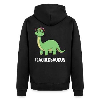 Dinosaur Teacher Teaching Funny Gift - Unisex Premium Organic Zip Hoodie - black - Back - Nico (187cm)