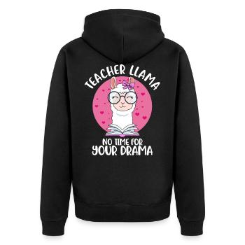 Teacher Alpaca Llama Teacher Lessons - Unisex Premium Organic Zip Hoodie - black - Back - Nico (187cm)