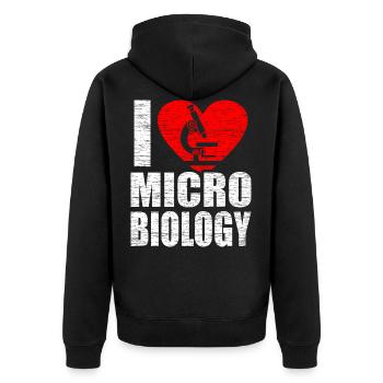 microbiology - Unisex Premium Organic Zip Hoodie - black - Back - Nico (187cm)