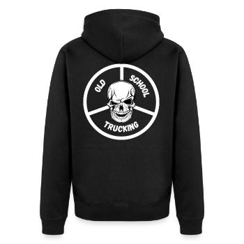 oldschool1 - Unisex Premium Bio Zip Hoodie - Schwarz - Hinten - Nico (187cm)