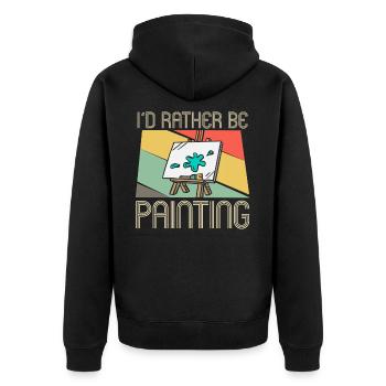 I'd Rather Be Painting - Kunst Maler Kunstmaler - Unisex Premium Bio Zip Hoodie - Schwarz - Hinten - Nico (187cm)
