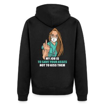 Krankenschwester Krankenhaus Pflegerin Geschenk - Unisex Premium Bio Zip Hoodie - Schwarz - Hinten - Nico (187cm)