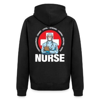 Krankenschwester Krankenhaus Pflegerin Geschenk - Unisex Premium Bio Zip Hoodie - Schwarz - Hinten - Nico (187cm)