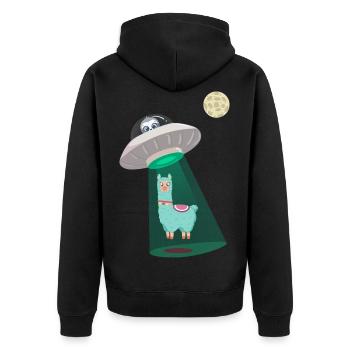 Sloth Alpaca Spaceship - Unisex Premium Organic Zip Hoodie - black - Back - Nico (187cm)