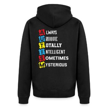 Autism Awareness ASD Autism Spectrum Disorder - Unisex Premium Organic Zip Hoodie - black - Back - Nico (187cm)