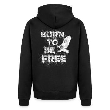 Born to be free Freiheit Adler wild Motorradfahrer - Unisex Premium Bio Zip Hoodie - Schwarz - Hinten - Nico (187cm)