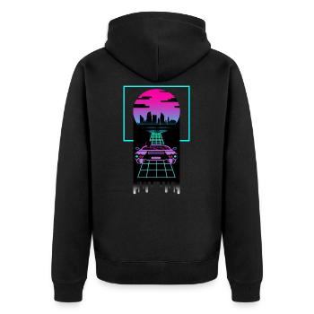 Synthwave Design for Couples Love - Unisex Premium Organic Zip Hoodie - black - Back - Nico (187cm)