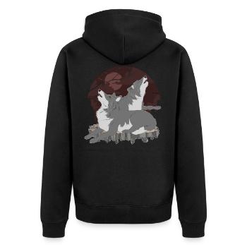Wolf - Unisex Premium Bio Zip Hoodie - Schwarz - Hinten - Nico (187cm)