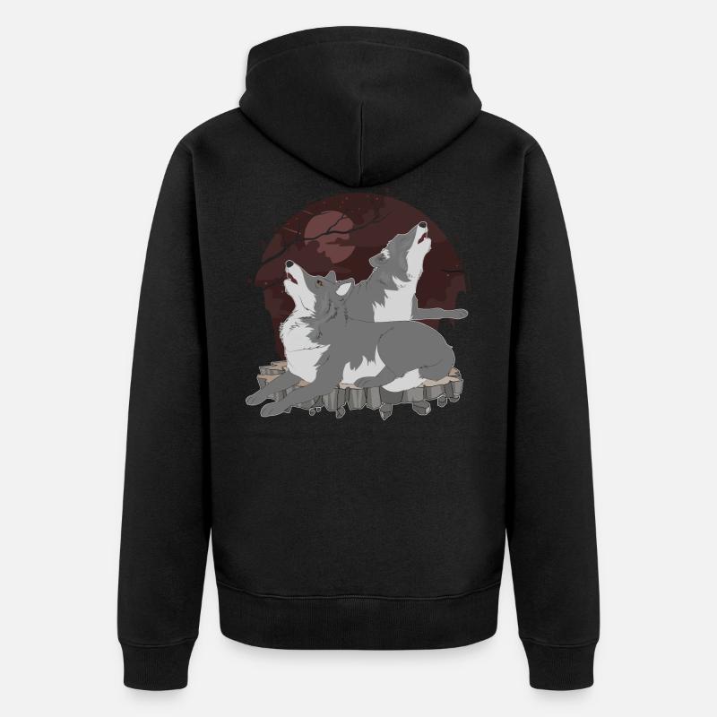 Wolf - Unisex Premium Bio Zip Hoodie - Schwarz