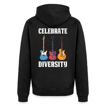 Celebrate Diversity Gitarre Geschenk - Unisex Premium Bio Zip Hoodie - Schwarz - Hinten - Nico (187cm)