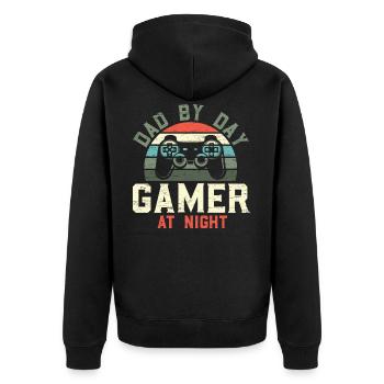 Dad By Day Gamer At Night Jeu Vidéo Pères Day - Veste à capuche bio Premium Unisexe - noir - Dos - Nico (187cm)