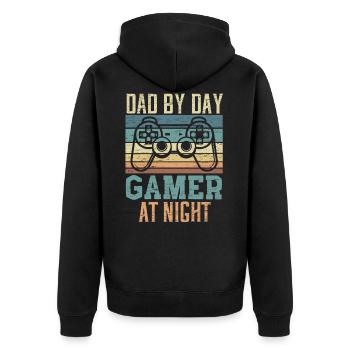 Dad By Day Gamer At Night Jeu Vidéo Pères Day - Veste à capuche bio Premium Unisexe - noir - Dos - Nico (187cm)