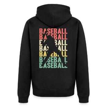Baseball Player Vintage Retro Baseball Gift - Unisex Premium Organic Zip Hoodie - black - Back - Nico (187cm)