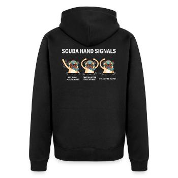 Scuba mains signaux Scuba-plongée cadeau - Veste à capuche bio Premium Unisexe - noir - Dos - Nico (187cm)