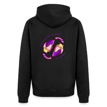 Cute Cats Design Banana - Unisex Premium Organic Zip Hoodie - black - Back - Nico (187cm)