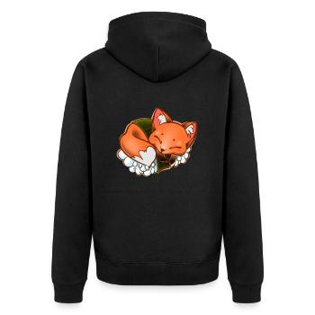 Cute Fox Japanese Sushi - Unisex Premium Organic Zip Hoodie - black - Back - Nico (187cm)
