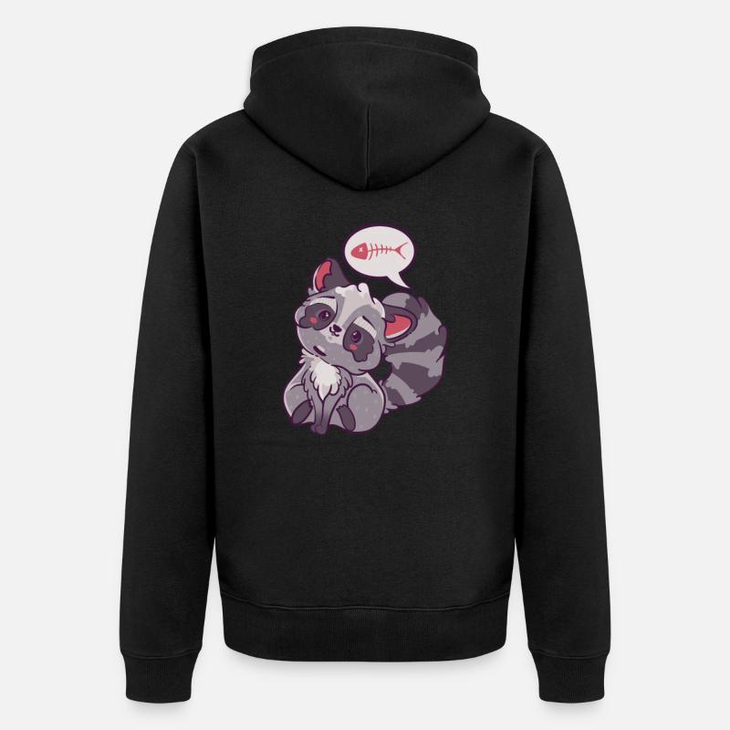 Mignon raton laveur Anime Kawaii - Veste à capuche bio Premium Unisexe - noir