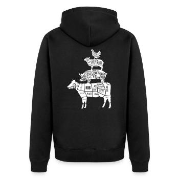 Beef Pork Lamb Chicken Meat Gift Idea - Unisex Premium Organic Zip Hoodie - black - Back - Nico (187cm)