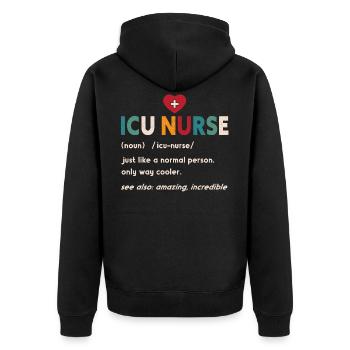Unité de soins intensifs médicaux de définition de l’infirmière de l’USI - Veste à capuche bio Premium Unisexe - noir - Dos - Nico (187cm)