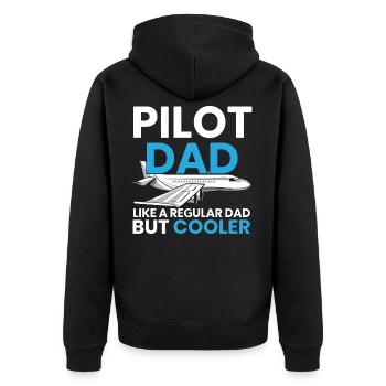Papa pilote Co-pilote Aviator Airplane Fathers Day - Veste à capuche bio Premium Unisexe - noir - Dos - Nico (187cm)