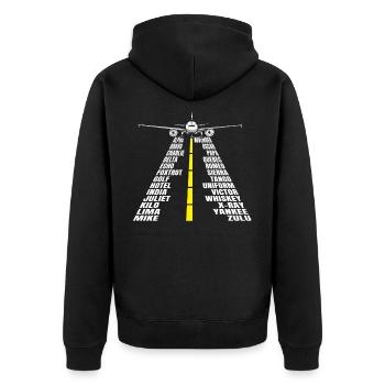 Phonetic Alphabet Aircraft Pilot Aviator Airplane - Unisex Premium Organic Zip Hoodie - black - Back - Nico (187cm)