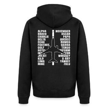 Phonetische Alphabet Flugzeug Pilot Aviator Flugzeug - Unisex Premium Bio Zip Hoodie - Schwarz - Hinten - Nico (187cm)