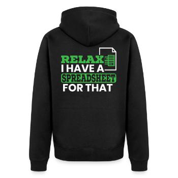 Relax I Have A Spreadsheet For That Accounting CPA - Unisex Premium Bio Zip Hoodie - Schwarz - Hinten - Nico (187cm)