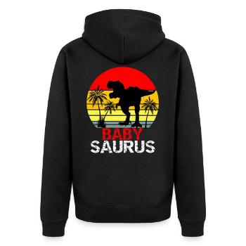Babysaurus T Rex Dinosaurier - Unisex Premium Bio Zip Hoodie - Schwarz - Hinten - Nico (187cm)