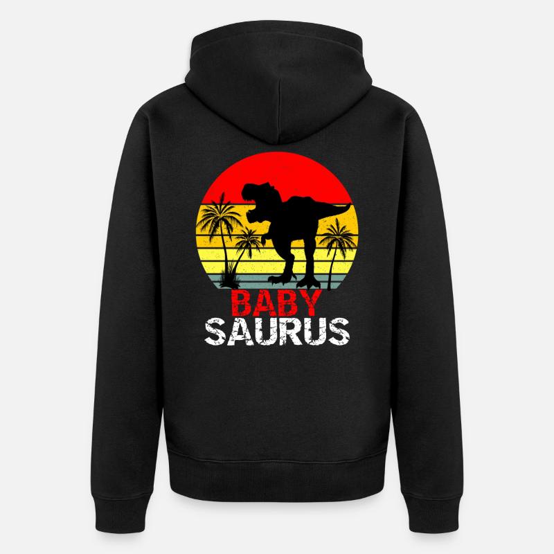 Babysaurus T Rex Dinosaur - Unisex Premium Organic Zip Hoodie - black