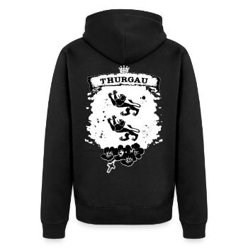 Thurgau - Unisex Premium Bio Zip Hoodie - Schwarz - Hinten - Nico (187cm)