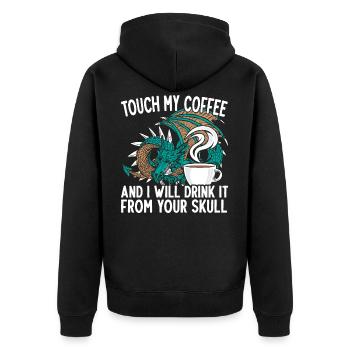 Touch My Coffee Caffeine Addict Dragon Mythique - Veste à capuche bio Premium Unisexe - noir - Dos - Nico (187cm)
