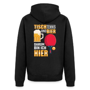 Lustiges Tischtennis Geschenk - Unisex Premium Bio Zip Hoodie - Schwarz - Hinten - Nico (187cm)