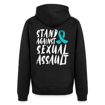 Stand Against Sexual Assault Awareness Violence - Unisex Premium Organic Zip Hoodie - black - Back - Nico (187cm)