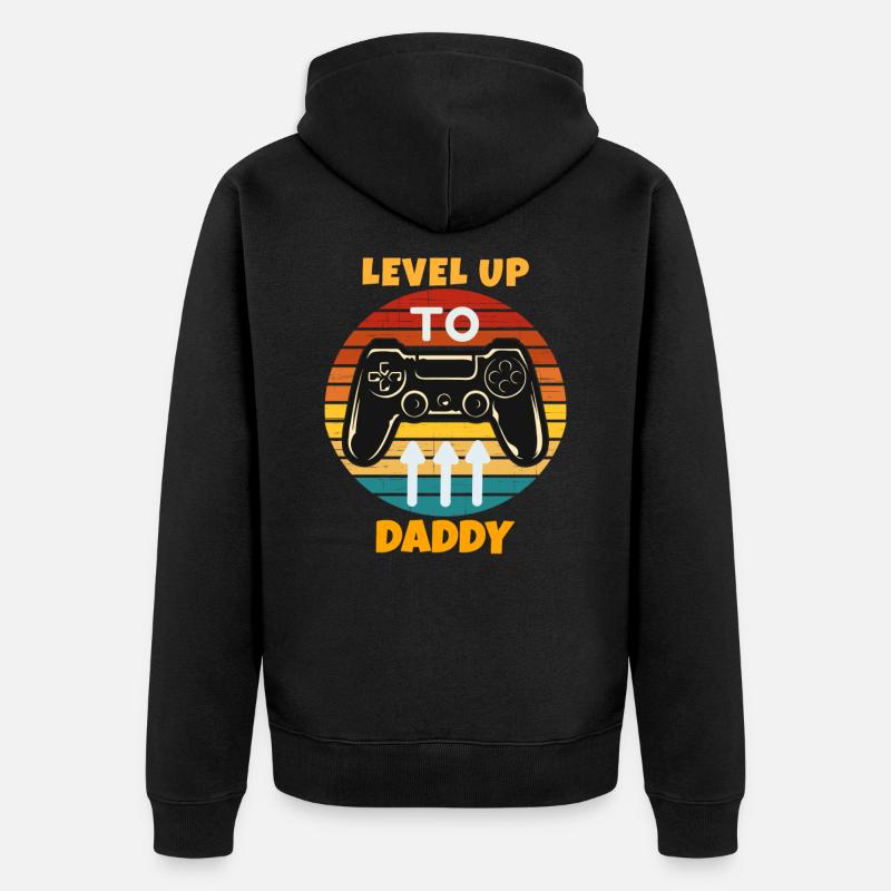 Leveled Up To Daddy - Unisex Premium Bio Zip Hoodie - Schwarz