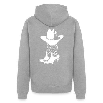 Country Music, Line-Dance, Western Cadeau - Veste à capuche bio Premium Unisexe - gris chiné - Dos - Nico (187cm)