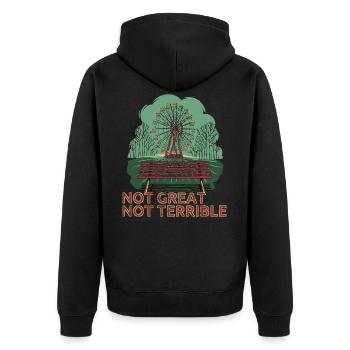 Not Great Not Terrible 3.6 Roentgen Tschernobyl - Unisex Premium Bio Zip Hoodie - Schwarz - Hinten - Nico (187cm)