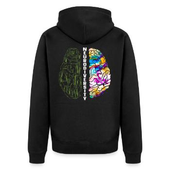 Neurodiversität Regenbogen Autismus Bewusstsein ASD ADHS - Unisex Premium Bio Zip Hoodie - Schwarz - Hinten - Nico (187cm)