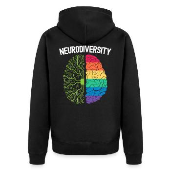 Neurodiversity Rainbow Autism Awareness ASD ADHD - Unisex Premium Organic Zip Hoodie - black - Back - Nico (187cm)