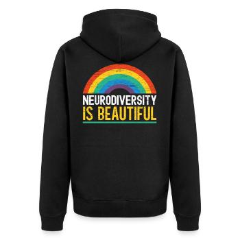 Neurodiversität ist schöne Infinity Regenbogen ADHS - Unisex Premium Bio Zip Hoodie - Schwarz - Hinten - Nico (187cm)