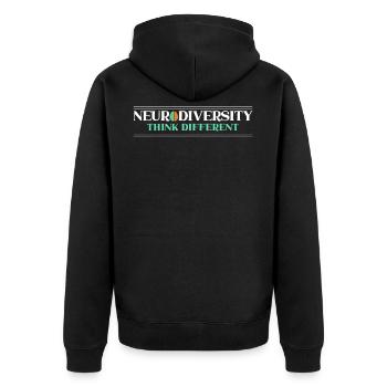 Neurodiversity Think Different Rainbow Brain ASD - Unisex Premium Organic Zip Hoodie - black - Back - Nico (187cm)