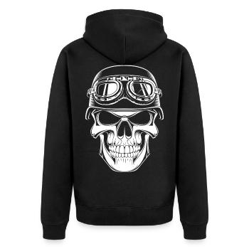 Steel helmet skull - Unisex Premium Organic Zip Hoodie - black - Back - Nico (187cm)