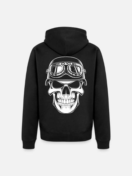 Teräskypärän kallo - Premium unisex luomu-huppari vetoketjulla - musta