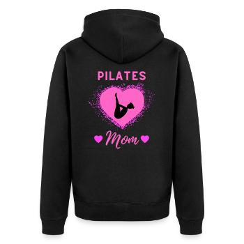 Pilates Mom, Pilates Mama Liebe - Unisex Premium Bio Zip Hoodie - Schwarz - Hinten - Nico (187cm)