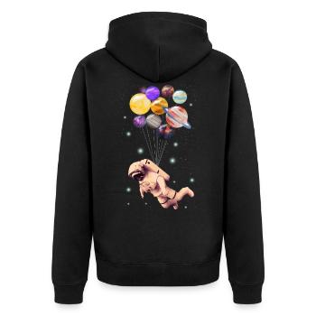 Planeten Astronauten - Unisex Premium Bio Zip Hoodie - Schwarz - Hinten - Nico (187cm)