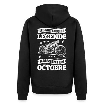 ANNIVERSAIRE MOTARD D'OCTOBRE - Veste à capuche bio Premium Unisexe - noir - Dos - Nico (187cm)