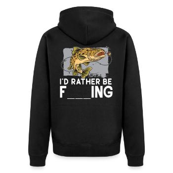 Ich würde lieber Angeln lustige Fischer Fischer Witze - Unisex Premium Bio Zip Hoodie - Schwarz - Hinten - Nico (187cm)