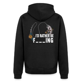 Ich würde lieber Angeln lustige Fischer Fischer Witze - Unisex Premium Bio Zip Hoodie - Schwarz - Hinten - Nico (187cm)