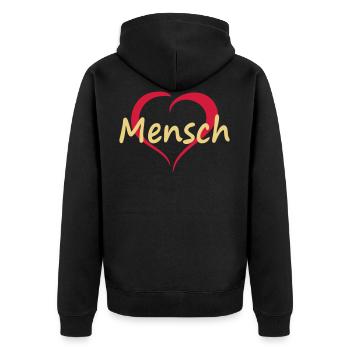Herzensmensch - Unisex Premium Bio Zip Hoodie - Schwarz - Hinten - Nico (187cm)