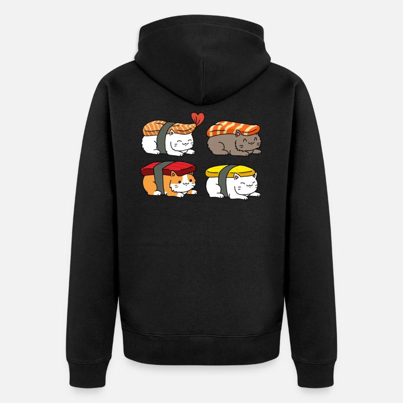 Cat Sushi Sushi Cadeau - Veste à capuche bio Premium Unisexe - noir